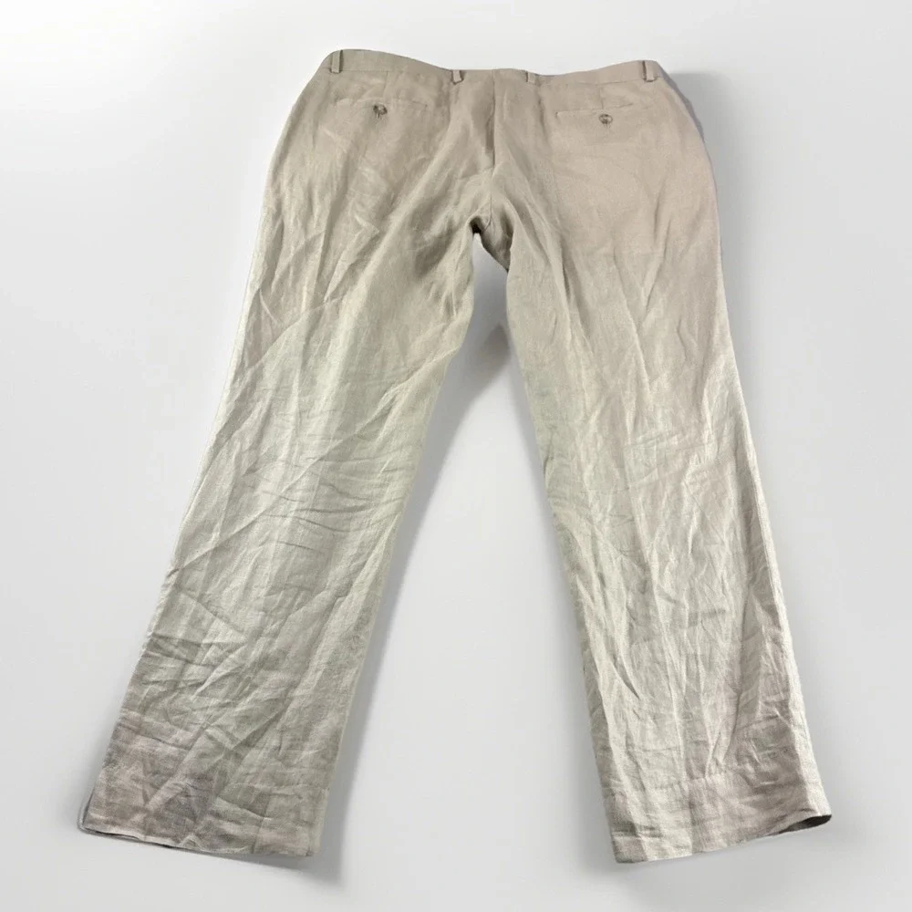 Pronto Uomo Platinum Linen Pants Mens 40x30 Beige Khakis Chinos Slacks Preppy